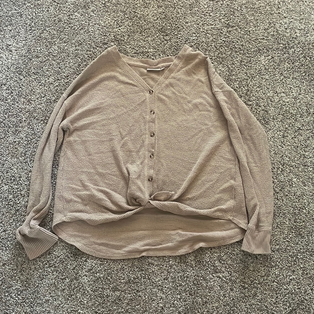 Beige Waffle-knit Sweater Shirt from kohl’s